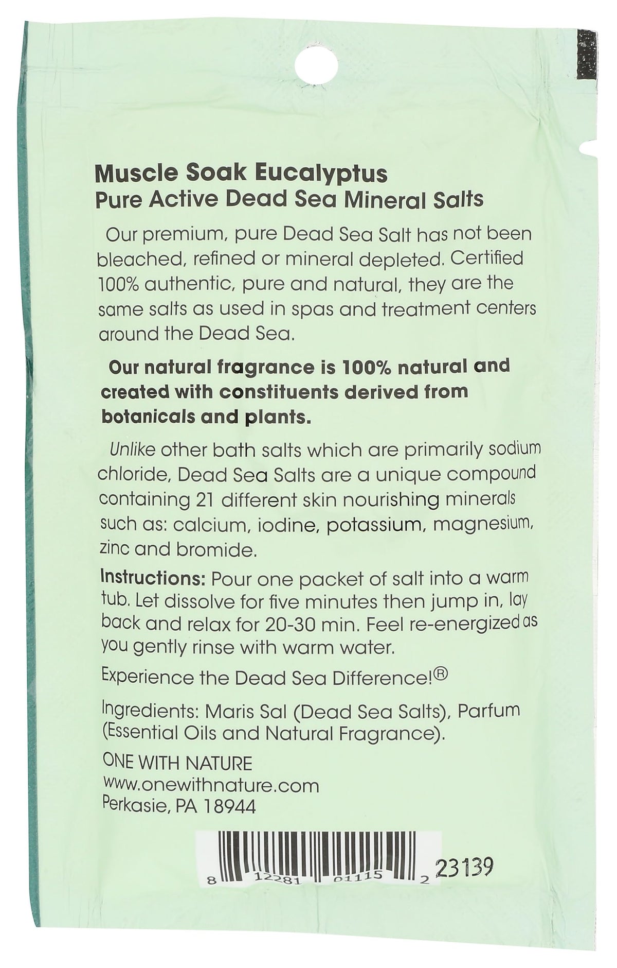 One With Nature Eucalyptus Dead Sea Bath Salt Packet, 2.5 OZ Beauty and Personal Care One With Nature