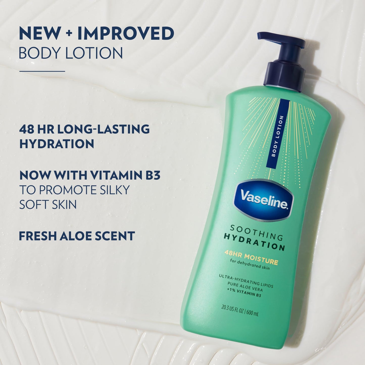 Vaseline Soothing Hydration Body Lotion Soothing Hydration for Dry Skin with Ultra-Hydrating Lipids + 1% Aloe Vera Extract to Refresh Dehydrated Skin Beauty & Personal Care Vaseline