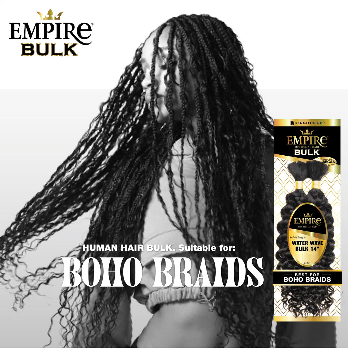 Sensationnel Empire Bulk Braiding-Water Wave,14 inch, 613 BLONDE