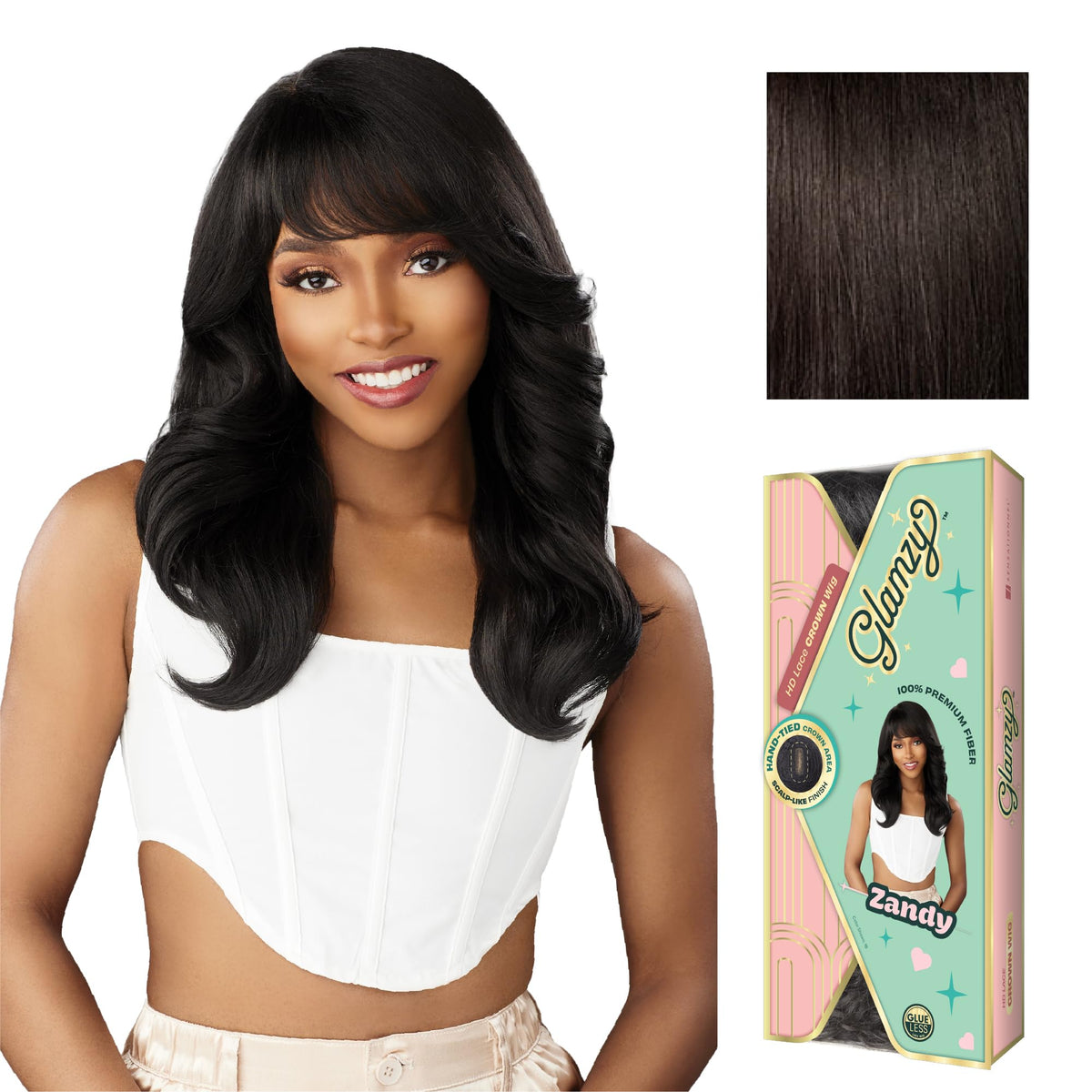 Sensationnel Glamzy Lace Crown Wig-Zandy, 2 DARKBROWN