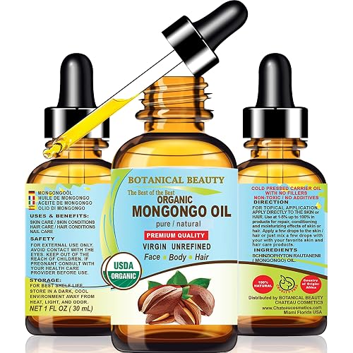 Botanical Beauty Organic MONGONGO OIL Manketti Seed Oil 100% Pure Natural Virgin Unrefined Cold-Pressed Carrier Oil for Face Skin Body Hair Lip Nails Beauty & Personal Care Botanical Beauty