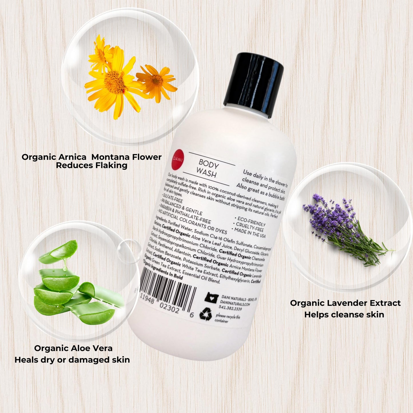 DANI Naturals Citrus Rose Body Wash, Vegan, Sulfate-Free, Made with Organic Ingredients, 12 fl oz Beauty & Personal Care DANI