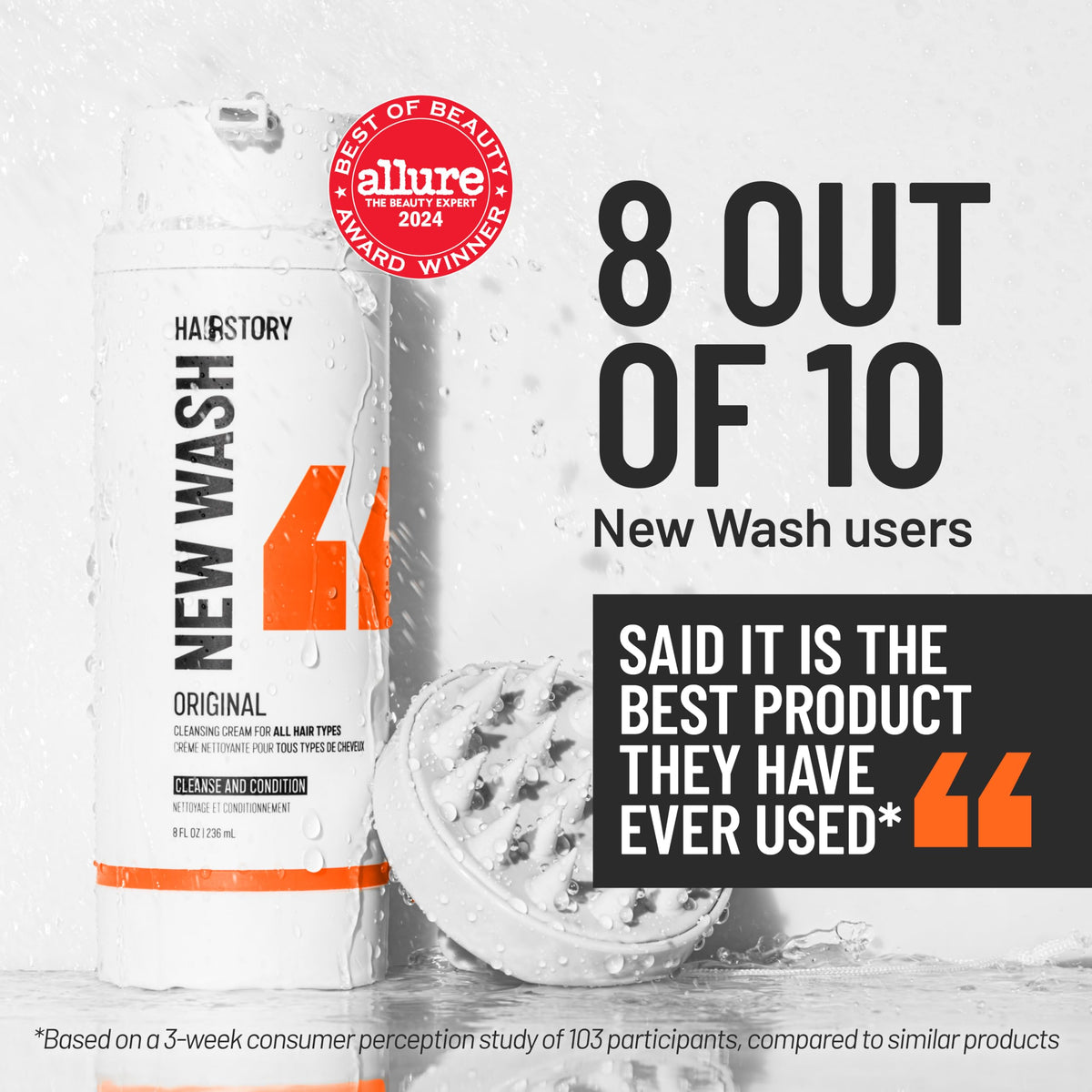 Hairstory New Wash Original - Detergent Free Shampoo and Conditioner in One, Sulfate Free Cleansing Cream, Scalp Balancing, All Hair Types (32 Fl Oz -