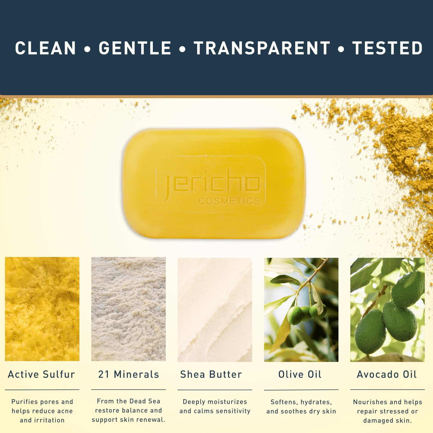 Jericho Dead Sea Sulfur Soap with Olive Oil - Helps with Acne, Psoriasis, Eczema & Blackheads - For Oily to Normal Skin - Vegan Face & Body Bar Beauty & Personal Care Jericho
