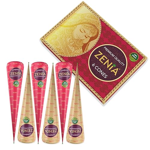 Zenia 6 Pack 100% Natural Ready to Use Henna Paste Hair Color Hair Dye Cones Reddish Brown Color Beauty & Personal Care Zenia
