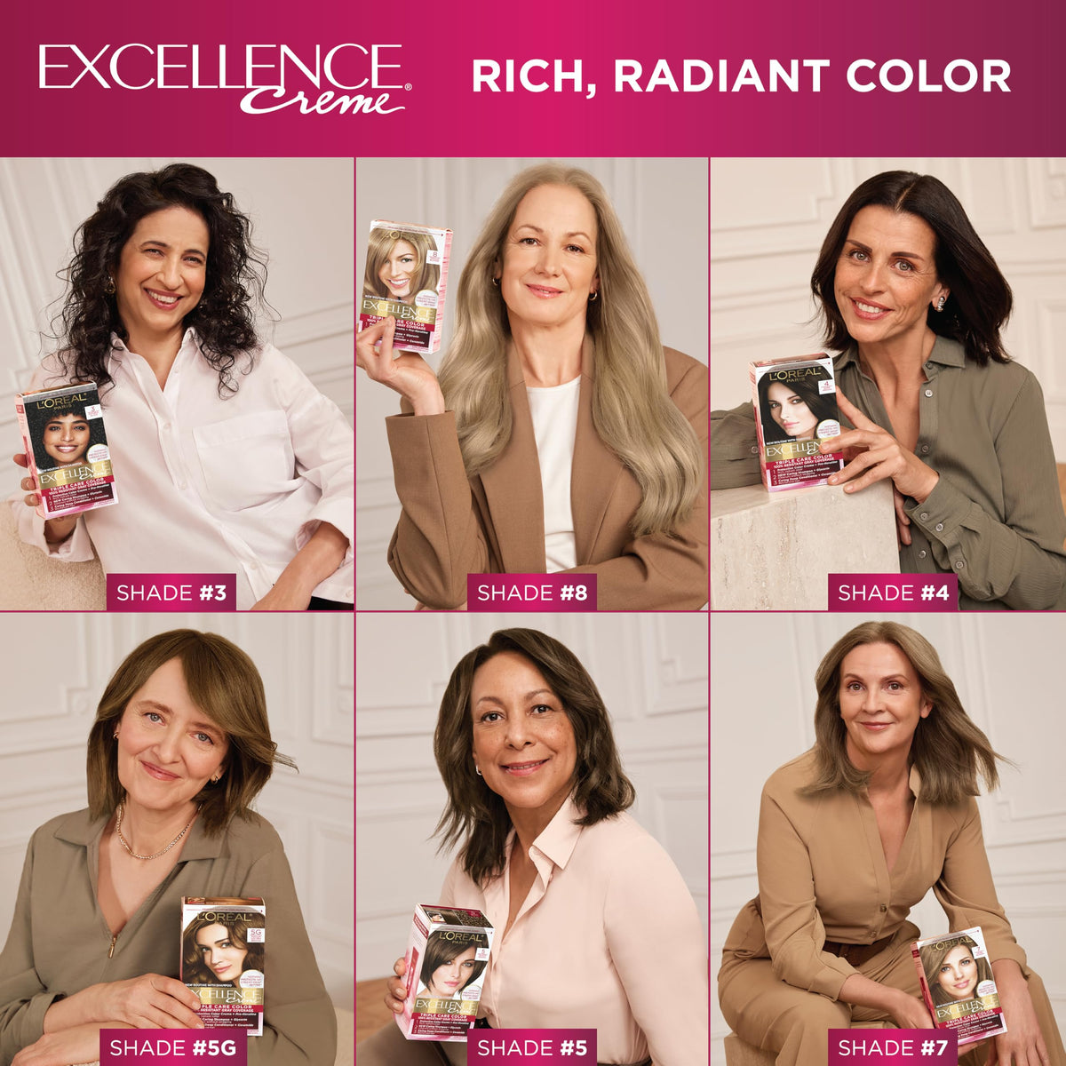 L'Oreal Paris Excellence Creme Permanent Hair Color, 5AB Mocha Ash Brown, 100 percent Gray Coverage Hair Dye, Pack of 3 Beauty & Personal Care L'Oreal Paris