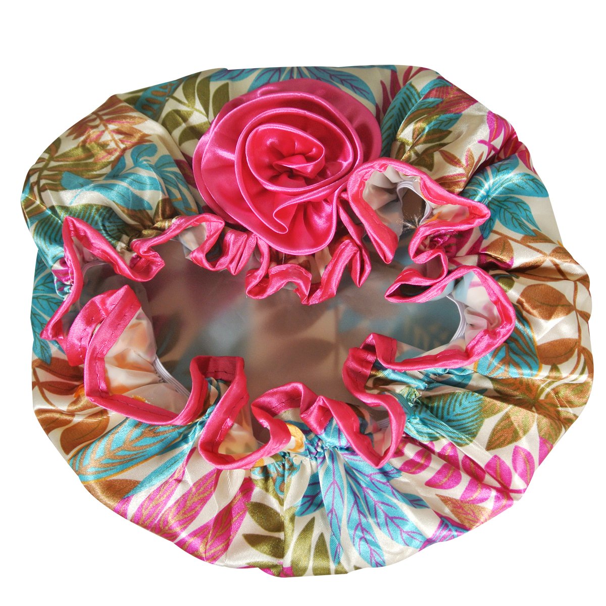 AllyDrew Stylish Satin Shower Cap - Vibrant Leaves Beauty and Personal Care allydrew