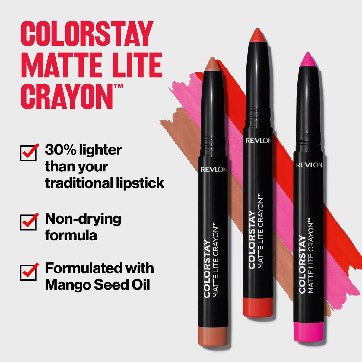 REVLON ColorStay Matte Lite Crayon Lipstick with Built-in Sharpener, Smudge-proof, Water-Resistant Non-Drying Lipcolor, 006 Lift Off, 0.049 oz Beauty & Personal Care REVLON