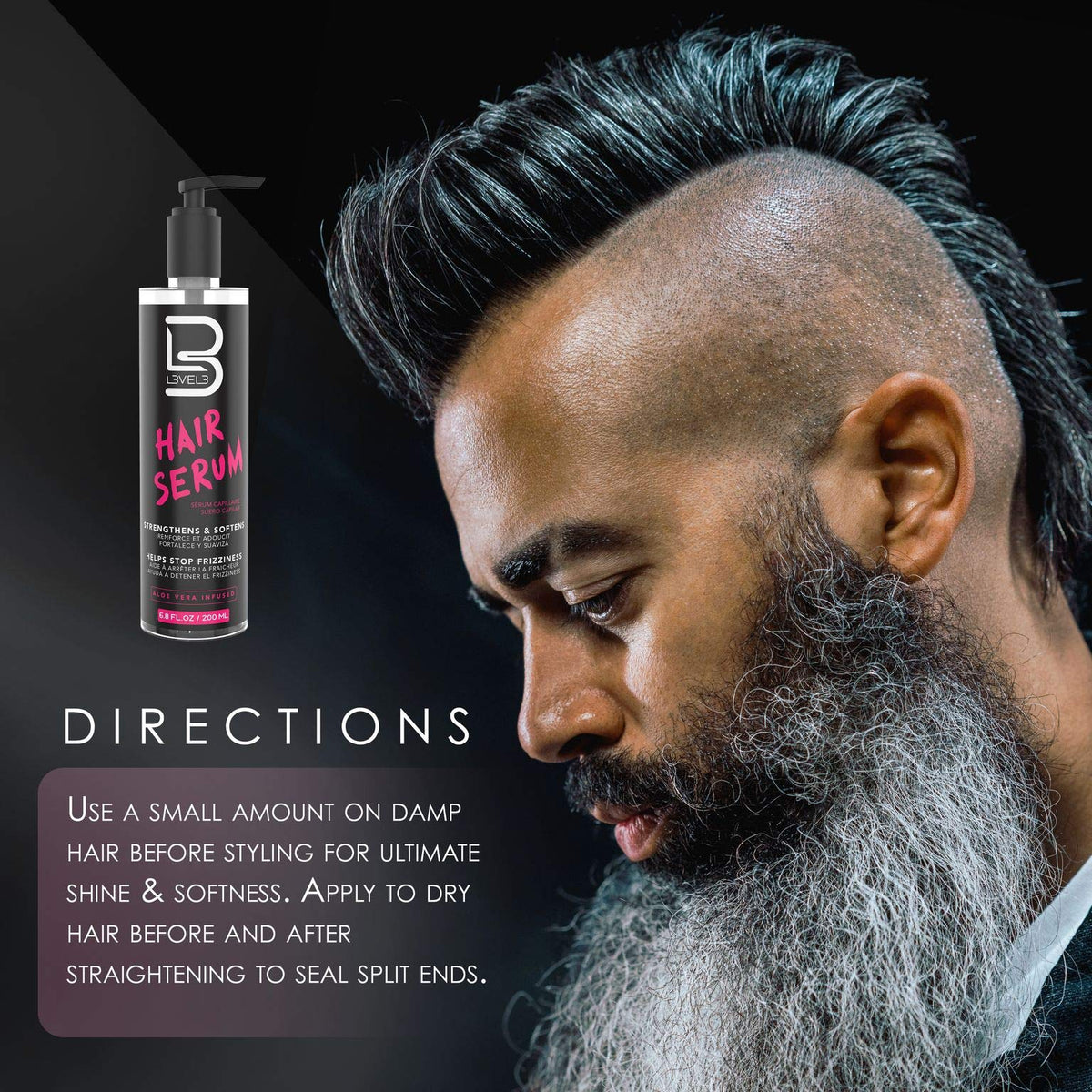 L3 Level 3 Hair Serum - Repairs Damaged Hair - Softens and Smooths - Reduces Frizziness (6.8 oz)