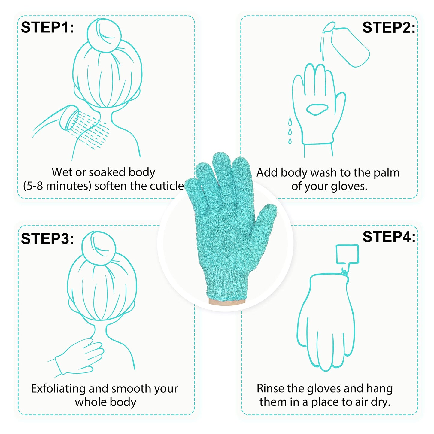 Evridwear Exfoliating Gloves for Shower, 100% Nylon Thick Soft Medium Heavy Bathing Gloves Dead Skin Remover Body Scrubber Smooth Skin with Hang Loop Beauty & Personal Care Evridwear