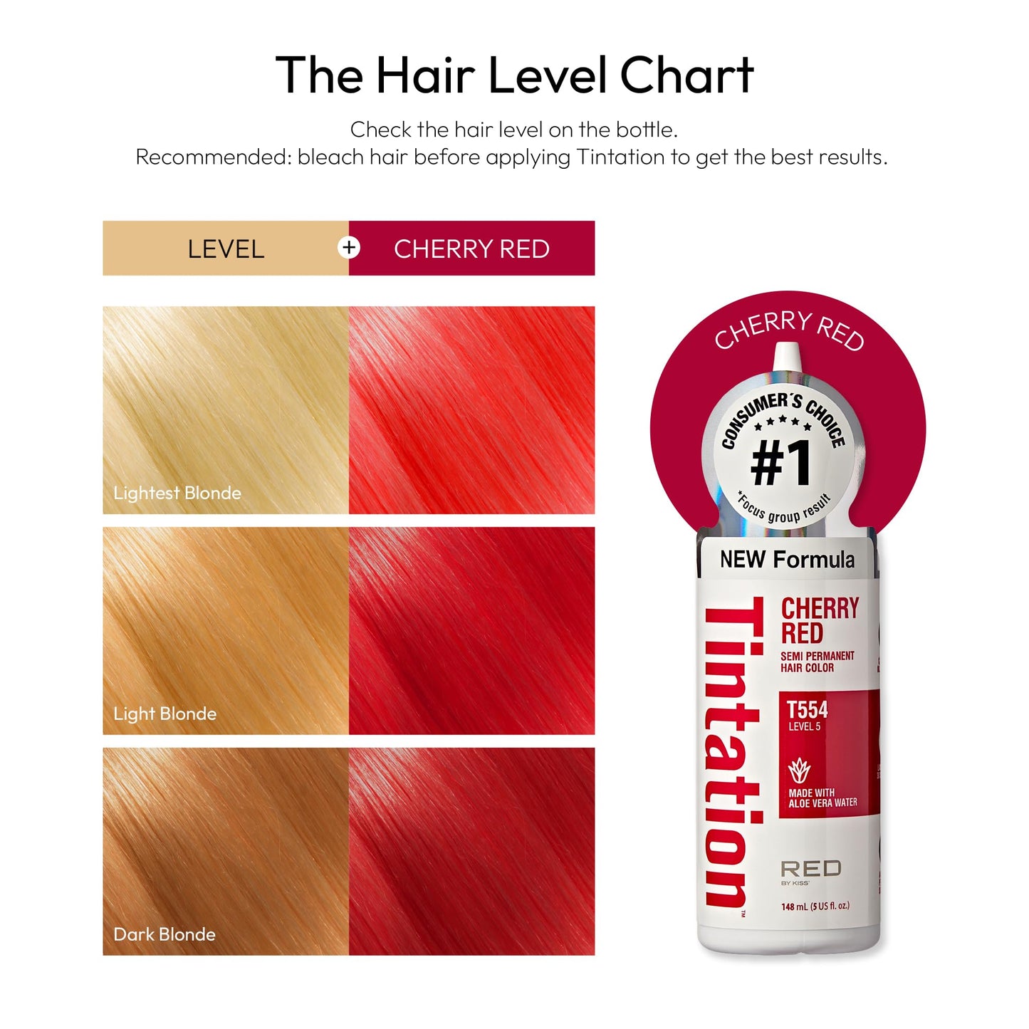 Red by Kiss Tintation Semi-Permanent Hair Color, Aloe Vera Water Based, Argan Oil, Olive Oil, Collagen & Keratin, Long-Lasting Color Dye (Cherry Red Beauty & Personal Care Red by Kiss
