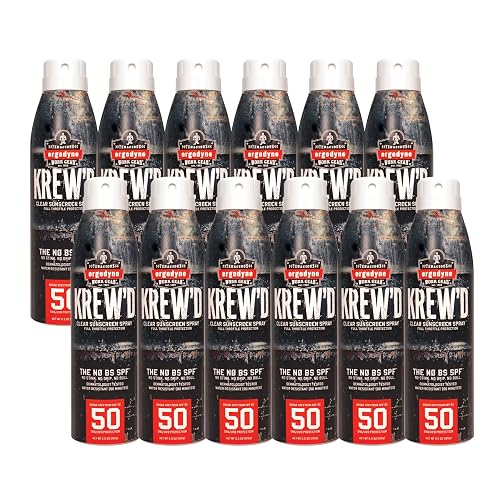 Ergodyne KREW'D 6353 Sunscreen Spray, Broad Spectrum SPF 50, Water Resistant, 5.5 oz, 12-Pack Beauty & Personal Care Ergodyne