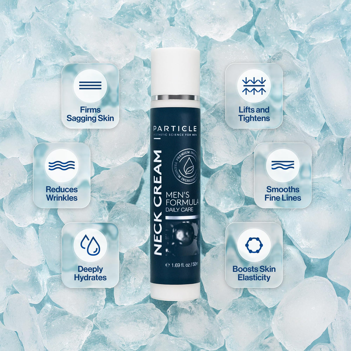 Particle Neck Cream, Daily Skin Care for Men with Collagen, Hyaluronic Acid, Retinol, Vitamin E, Moringa Oil & Shea Butter for Health Skin Support