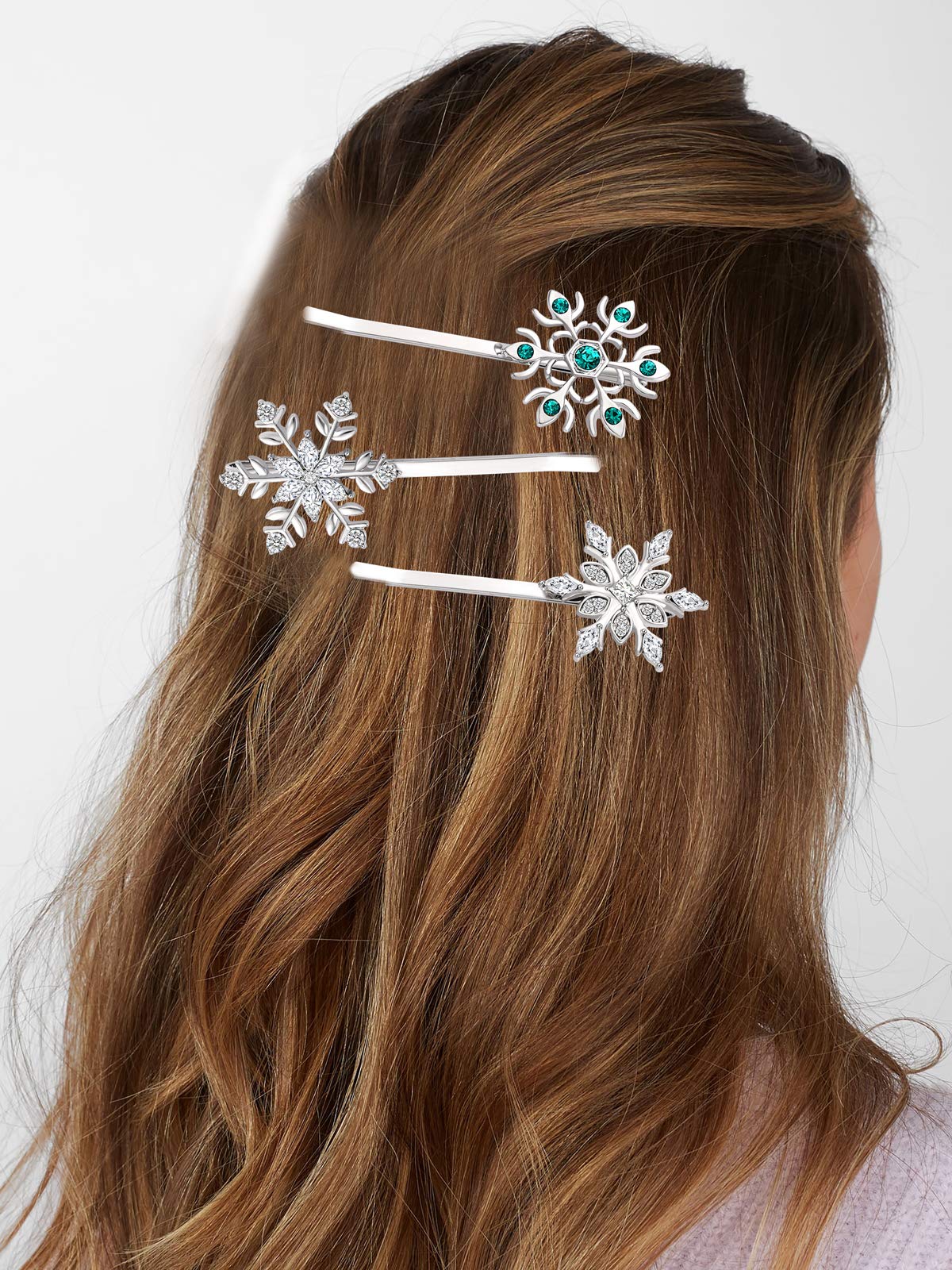 Christmas Bow Snowflake Hair Clip Hairpin Festive Gift Bows Rhinestone Snowflake Alligator Clips Xmas Holiday Party Hair Accessories Gift (Snowflake) Beauty & Personal Care YAHPERN