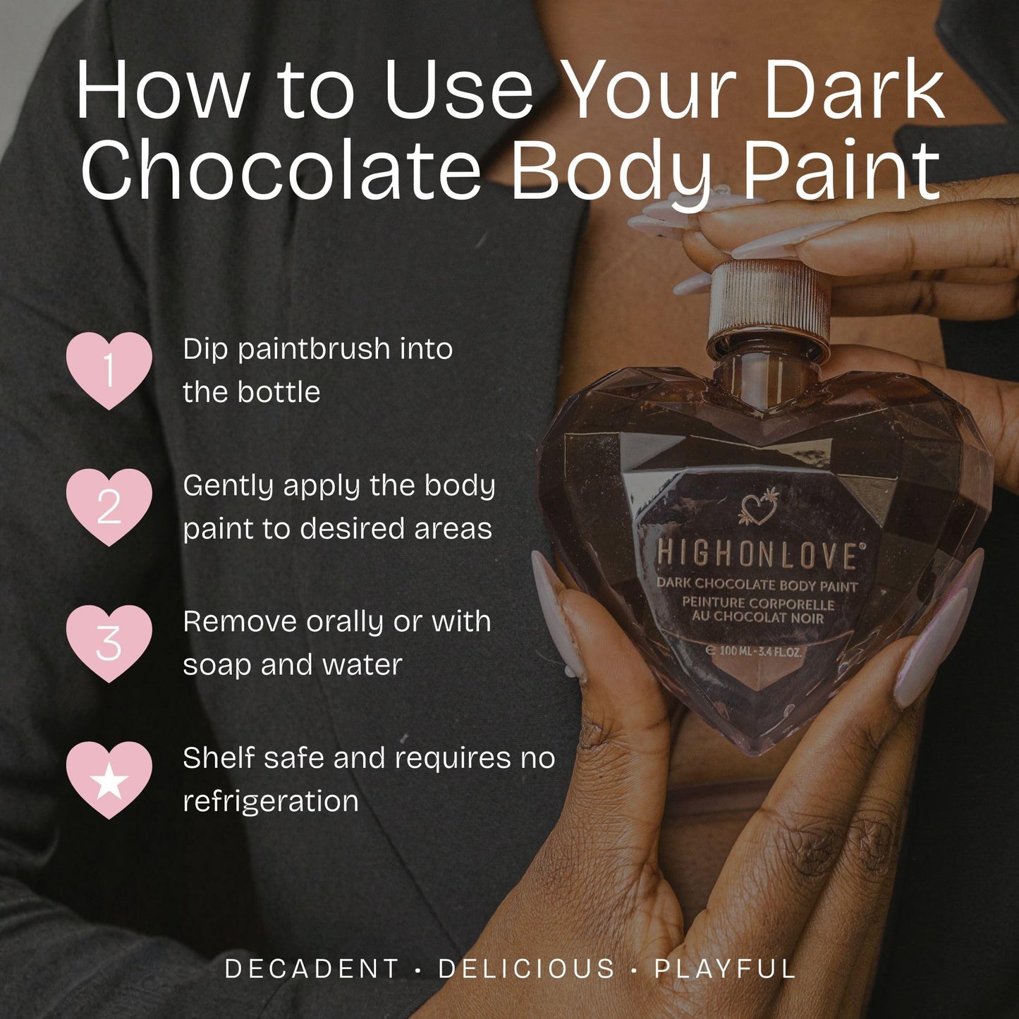 High On Love Dark Chocolate Body Paint - Vegan, All Natural Body & Face Paint Made with Real Cocoa and Hemp Seed Oil - Ingestible, Easy to Clean Beauty & Personal Care High On Love