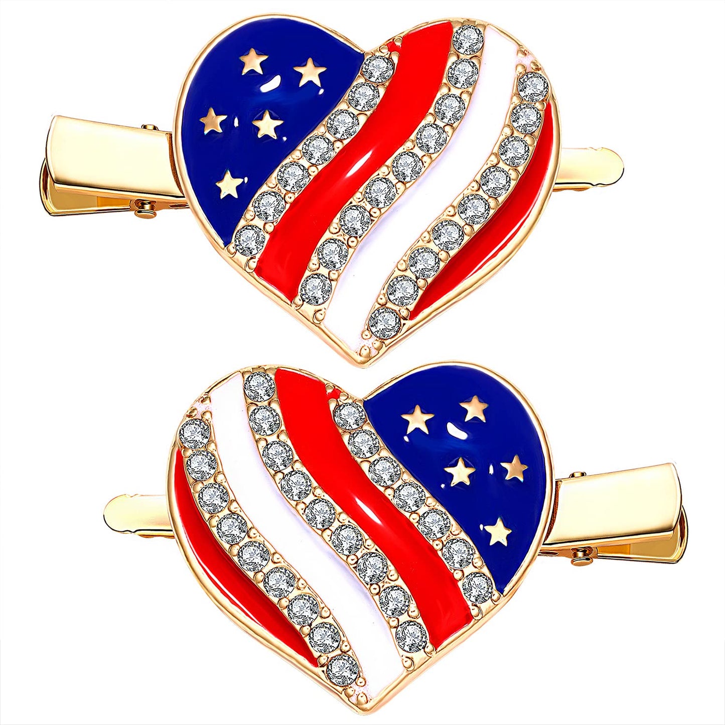 American Flag Hair Clips 4th of July Patriotic Hairpin for Women Rhinestone Heart Star Hair Barrettes Independence Day Hair Accessory Gifts Beauty & Personal Care NVENF