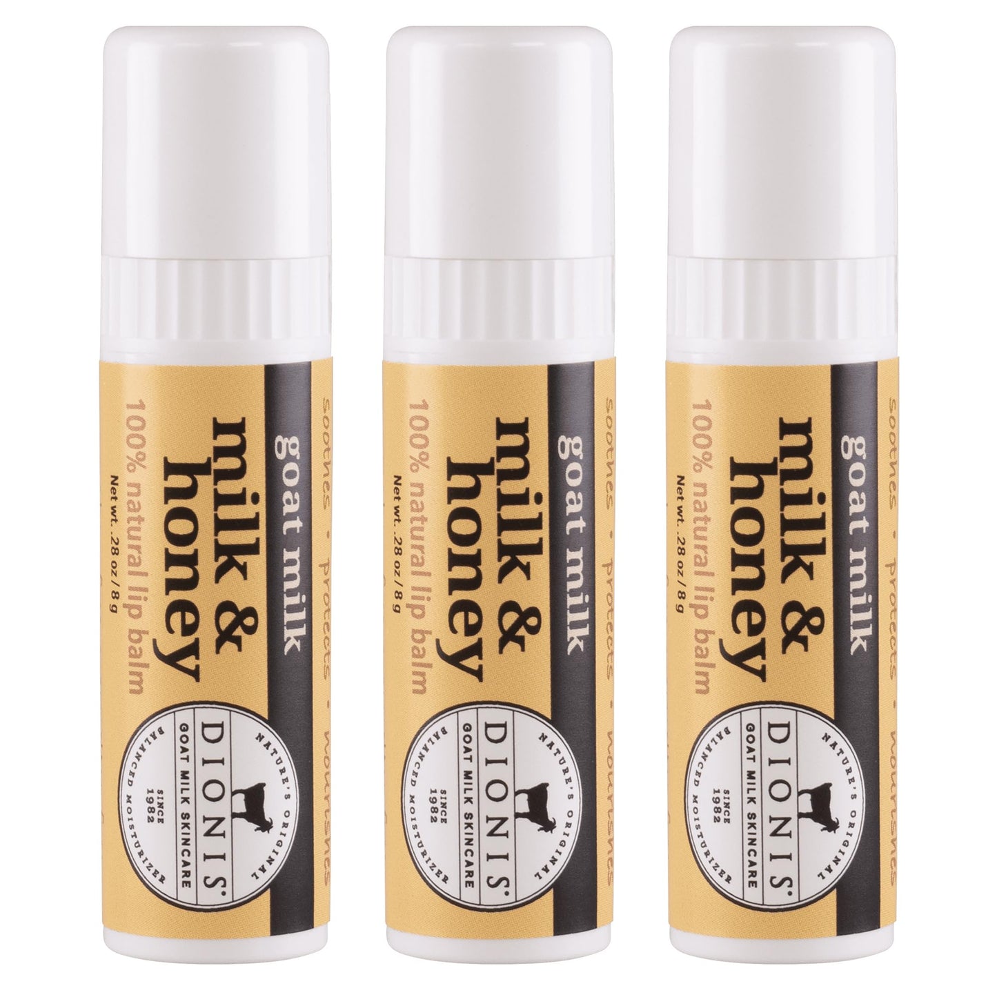 Dionis Goat Milk Jumbo Lip Balm - Moisturizing for Dry, Chapped, Lips, Conditioning with Beeswax, Shea Butter, Coconut Oil - Milk & Honey 0.28oz (Pack Beauty and Personal Care Dionis