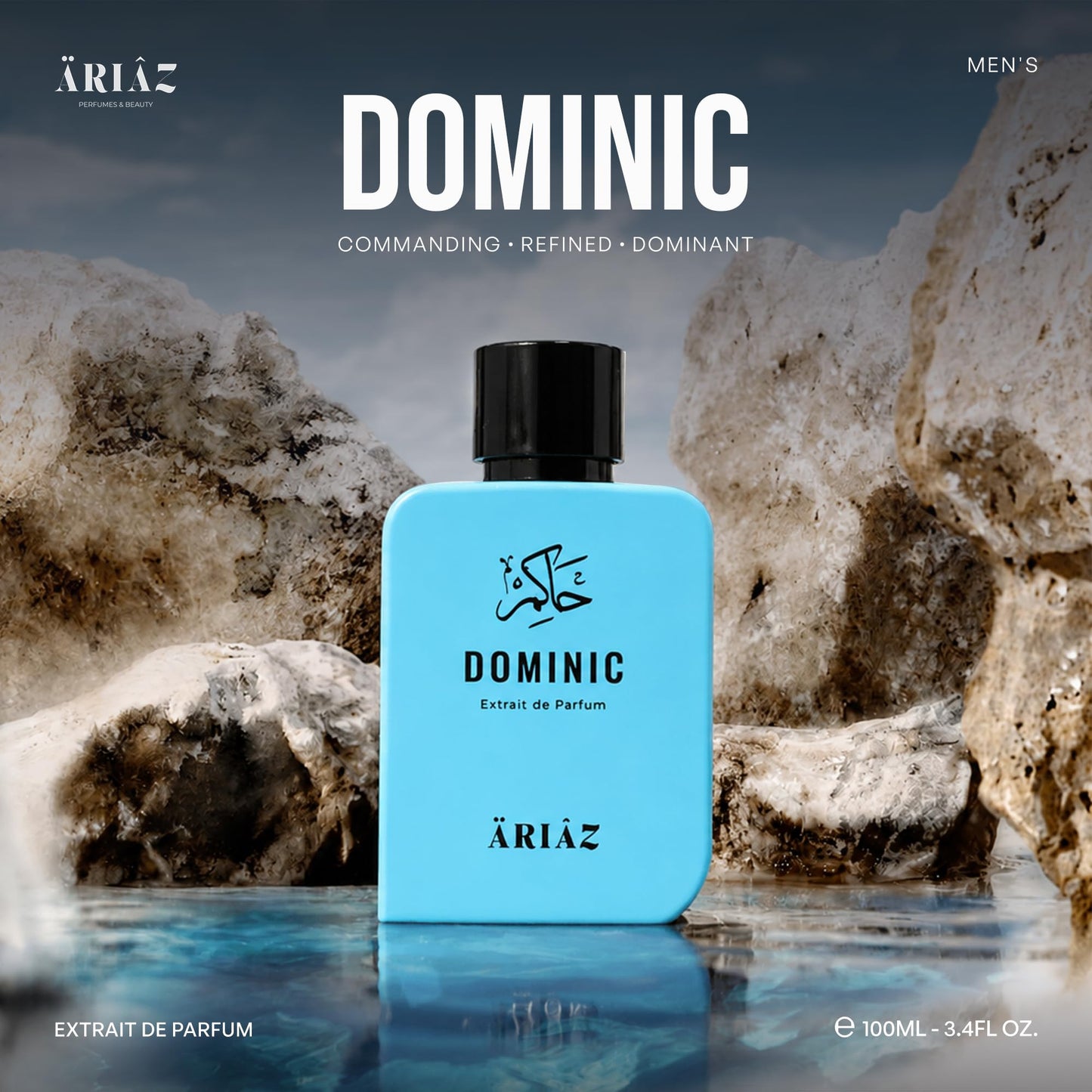 ARIAZ DOMINIC Men’s Extrait de Parfum - A Signature of Composure & Strength with Sea Notes, Bergamot, Grapefruit, Fig Leaf, Ambroxan & Musk - Long Beauty & Personal Care ARIAZ