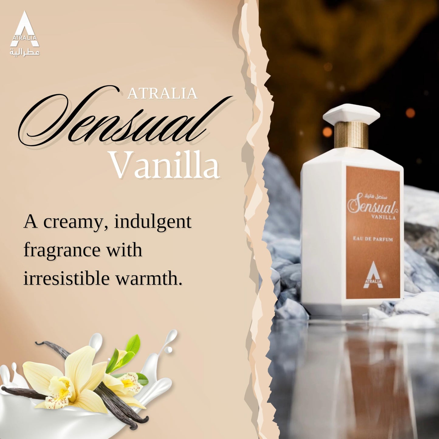 Atralia Sensual Vanilla Eau De Parfum 100Ml 3.40z - Original Fragrance Made in France - With Notes of Almond, Coconut adn Vanilla - Twist of Vanilla Beauty & Personal Care Atralia