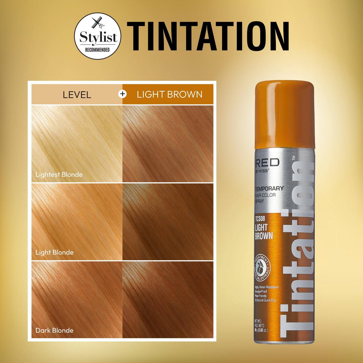 Red by Kiss Tintation Temporary Hair Color Spray, Instant Gray Root Touch Up Coverage, Water-Resistant & Smudge-Proof, Easy Wash Out, Barber Beauty & Personal Care Red by Kiss