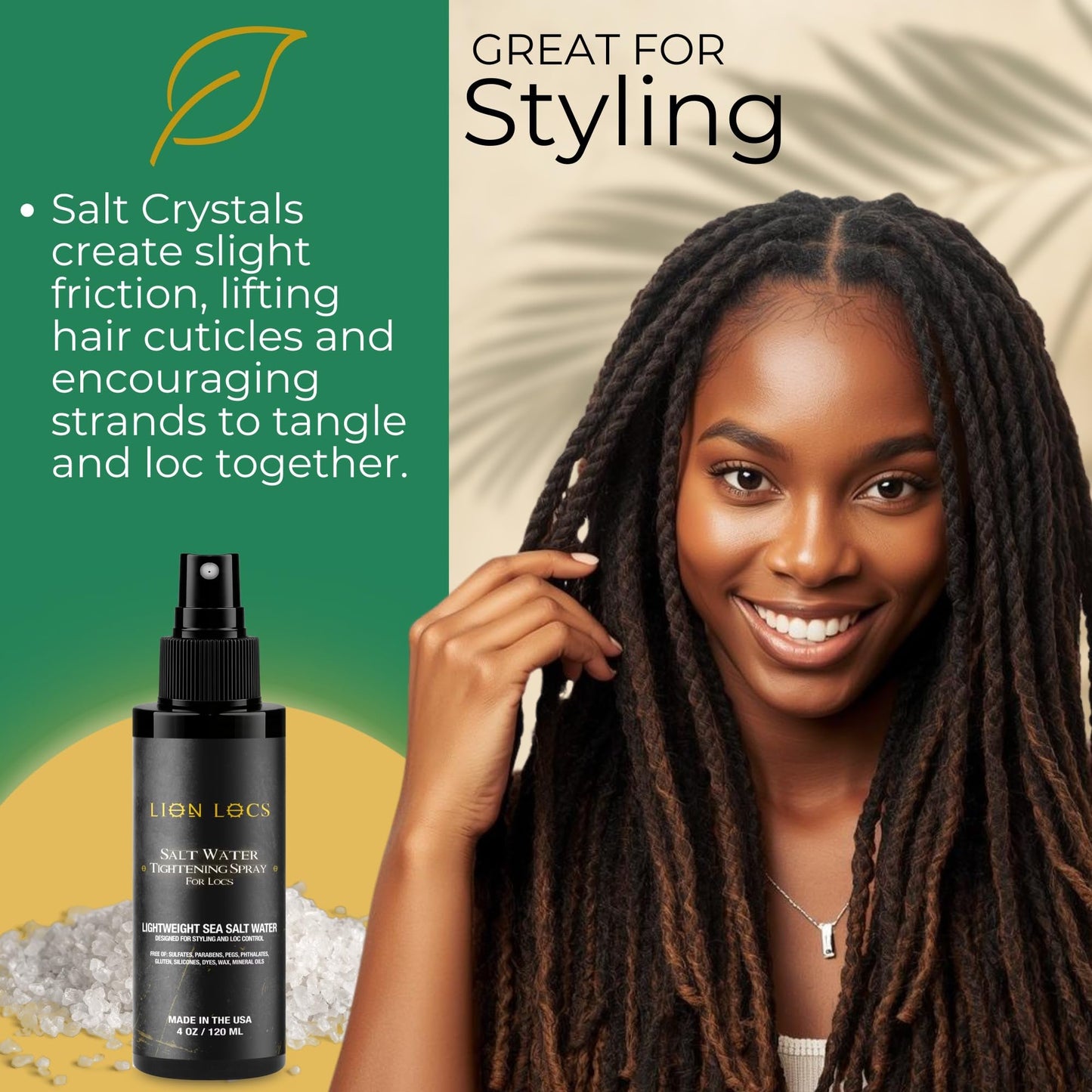Lion Locs Starter Twist and Lock Spray for New Dreadlocks | Texturizes & Great for Styling - Vegan Sea Salt Mist with Essential Oils & Aloe (4oz) Beauty & Personal Care Beard Gains