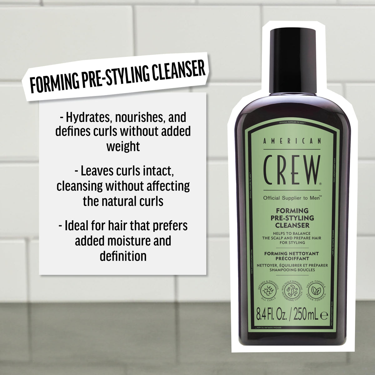American Crew Men's Forming Pre-Styling Shampoo for Curly Hair, 8.4 fl oz