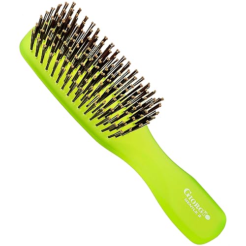 Giorgio GION2G Neon Green 6.25 inch Gentle Touch Detangler Hair Brush for Men Women & Kids. Soft Bristles for Sensitive Scalp. Wet & Dry for all Hair Beauty & Personal Care GIORGIO