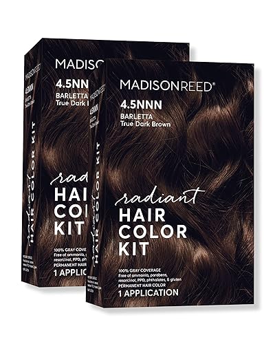 Madison Reed Radiant Hair Color Kit - 4.5NNN Darkest Brown with Warm Tones (Barletta Brown), 100% Gray Hair Coverage Permanent Hair Dye for Resistant Beauty & Personal Care Madison Reed