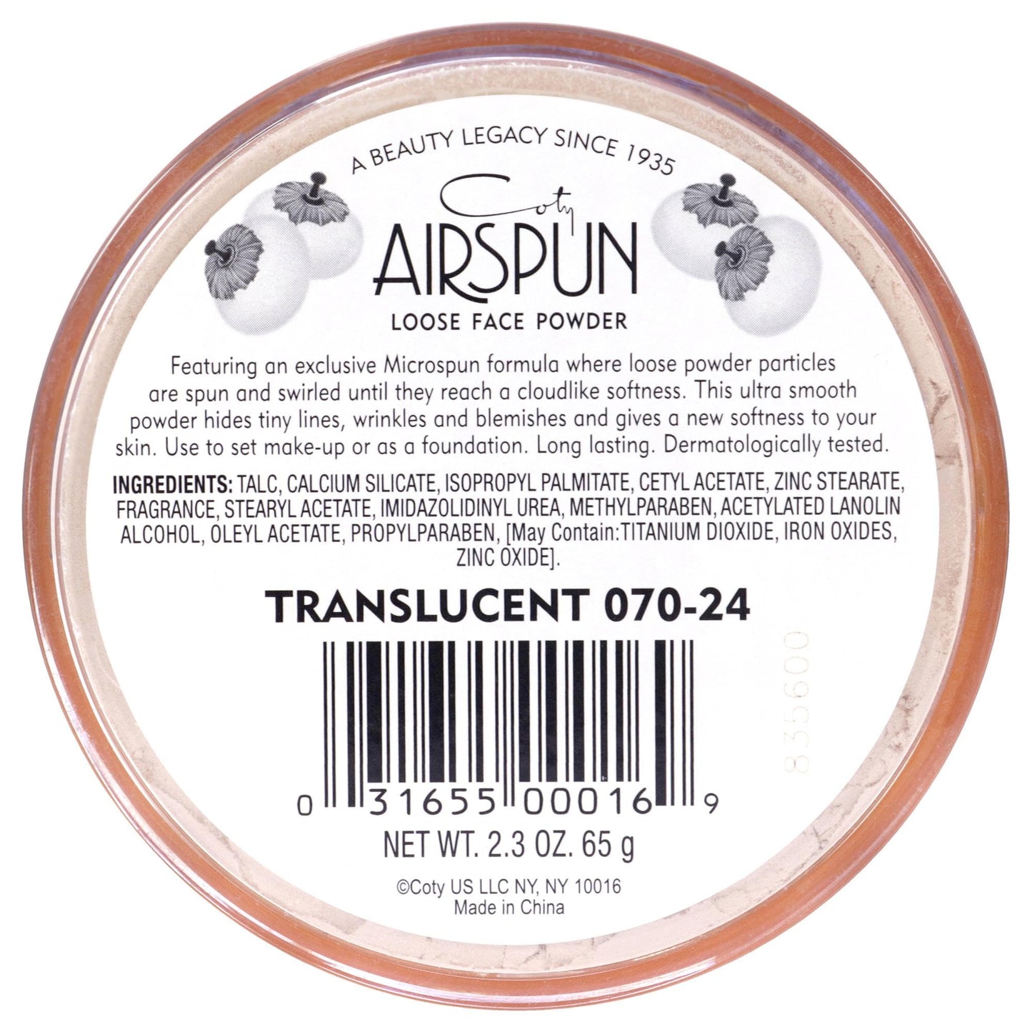 Airspun Coty Loose Face Powder, Translucent, Pack of 1 Beauty & Personal Care Airspun