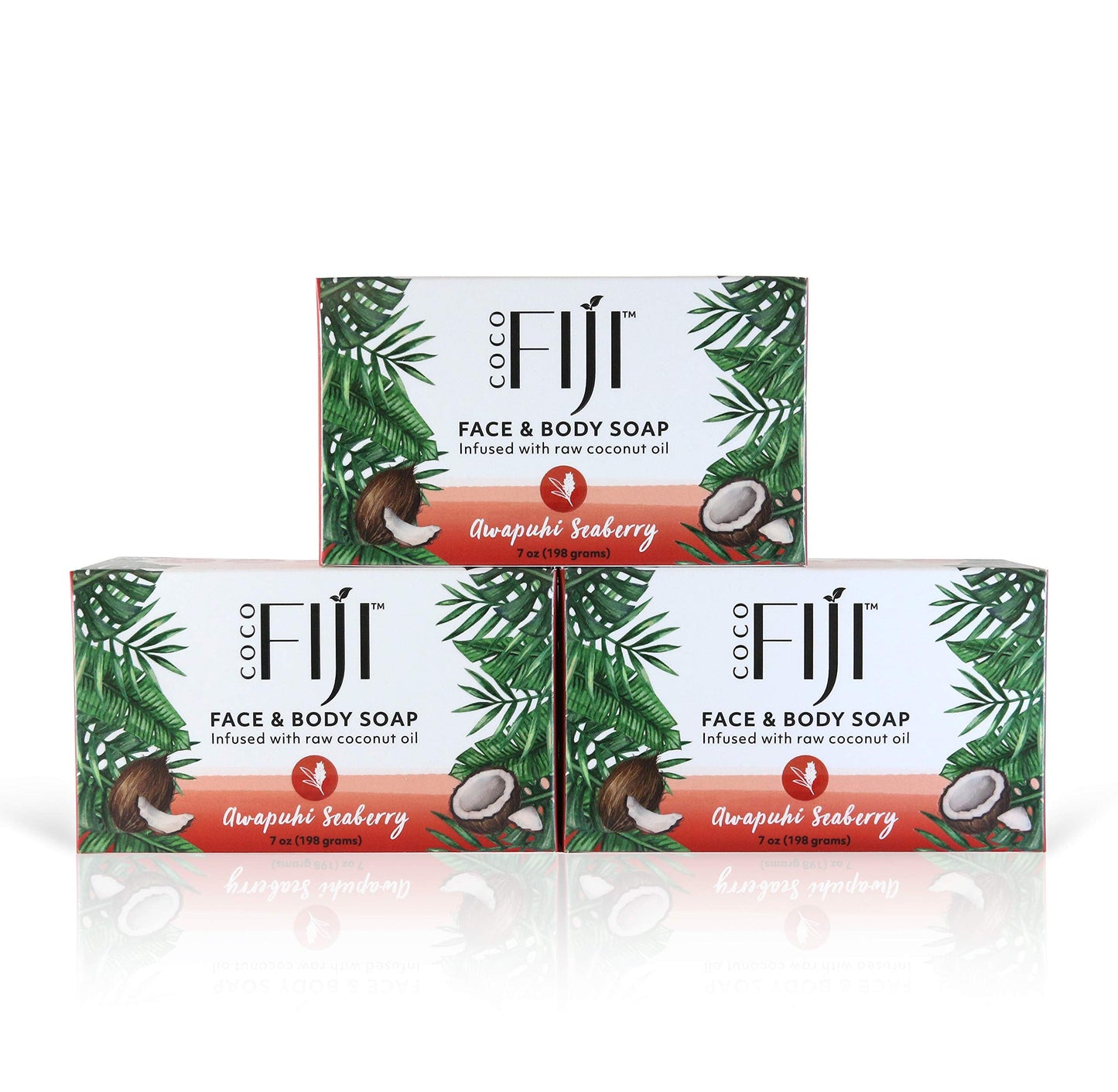 "Coco Fiji Soap Bar for Face and Body Infused With Organic Coconut Oil, Awapuhi Seaberry, Essential Oil, Natural Soap for Moisturizing & Pore Beauty & Personal Care Organic Fiji
