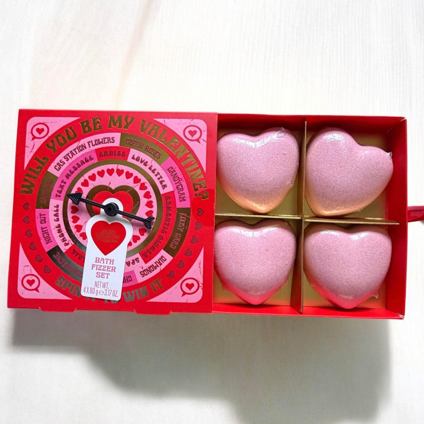 Asquith & Somerset Peony Rose Bath Fizzer Set, Heart Shape, 4 Count, 3.17 oz Each, Red, Paraben-Free Beauty and Personal Care Asquith & Somerset