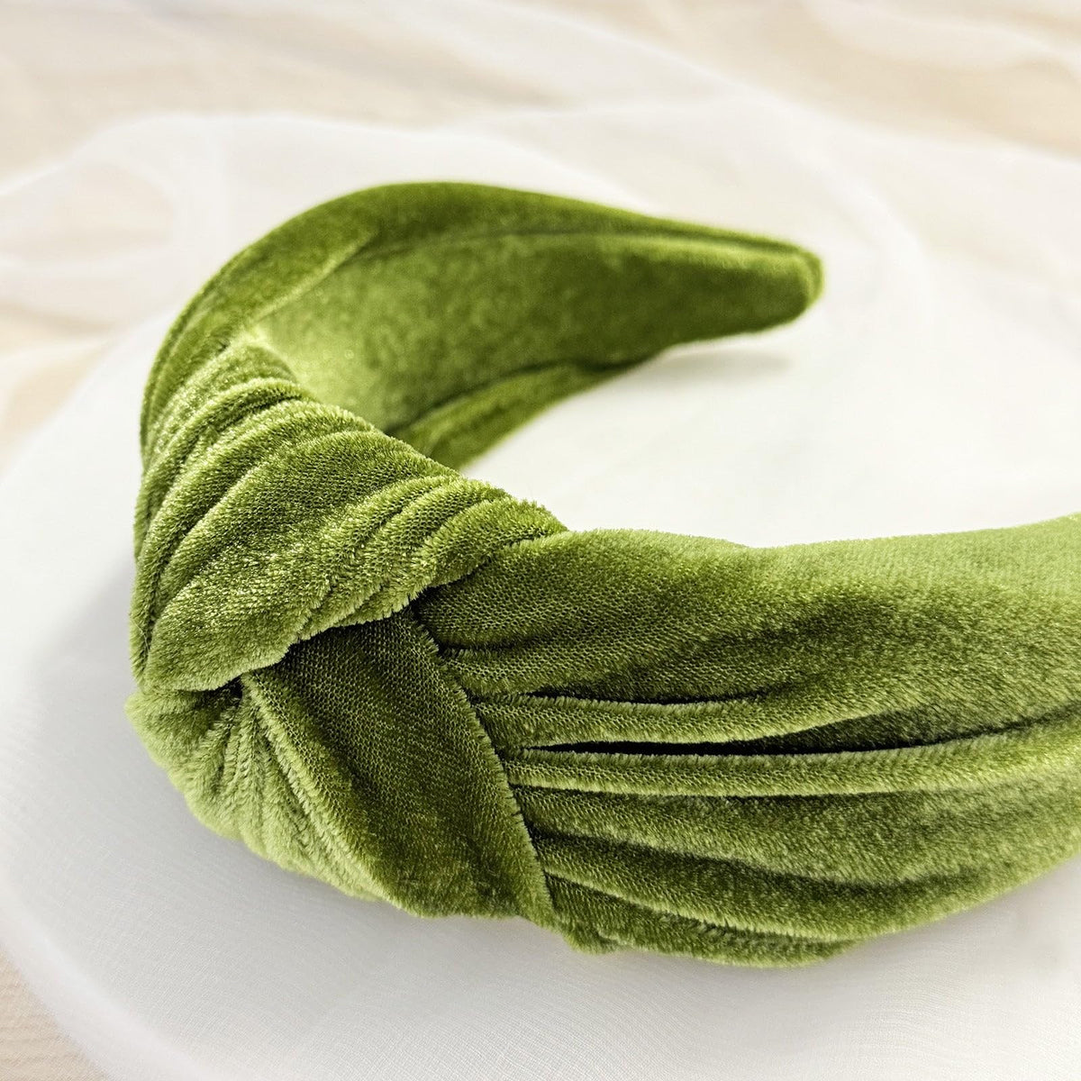 allydrew Wide Knotted Velvet Headbands, Top Knot Velvet Headbands for Women, Apple Green