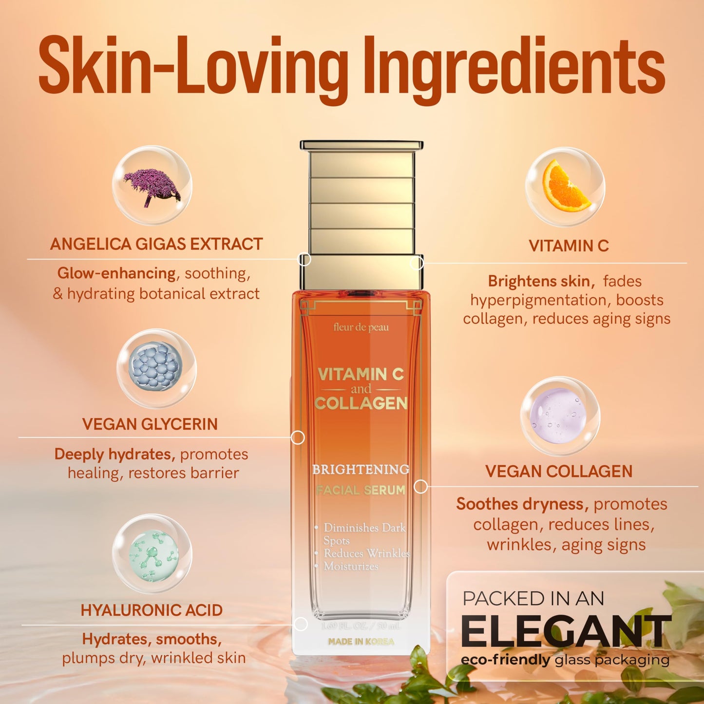 Fleur De Peau Vitamin C Serum For Face With Collagen - Dermatologist Tested, Anti-Aging, Even Skin Tone, Reduces Fine Lines, Improves Radiance Beauty & Personal Care Fleur De Peau