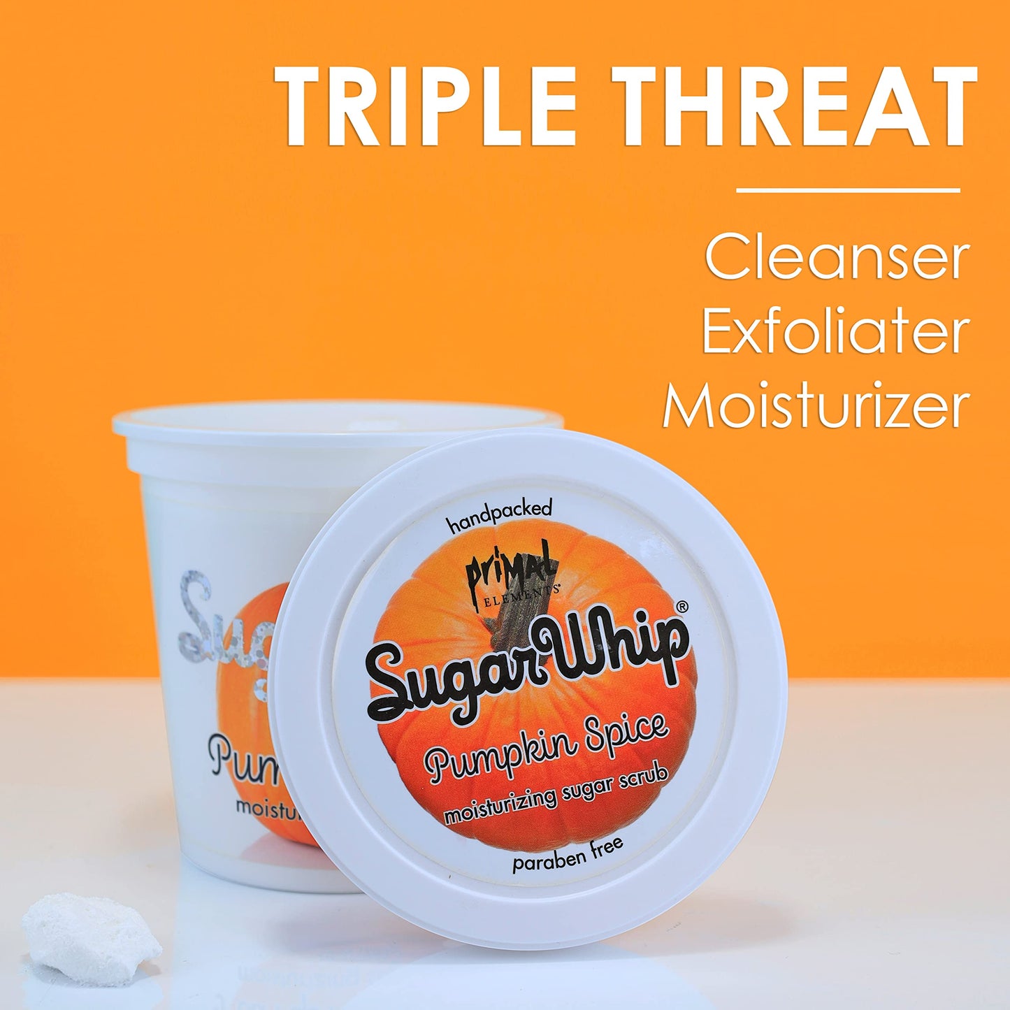 Primal Elements Sugar Scrub, Exfoliating Sugar Whip, Face and Body Cleanser, Moisturizer, Pumpkin, 10 oz Package Beauty & Personal Care Primal Elements