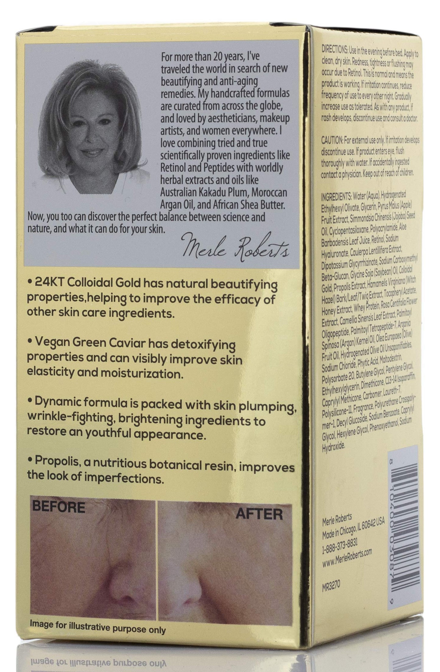 Merle Roberts 24k Gold and Caviar Concentrated Night Cream Intensely Hydrating Anti-Aging Night Cream for Face Reduces Wrinkles, Fine Lines Beauty & Personal Care Merle Roberts