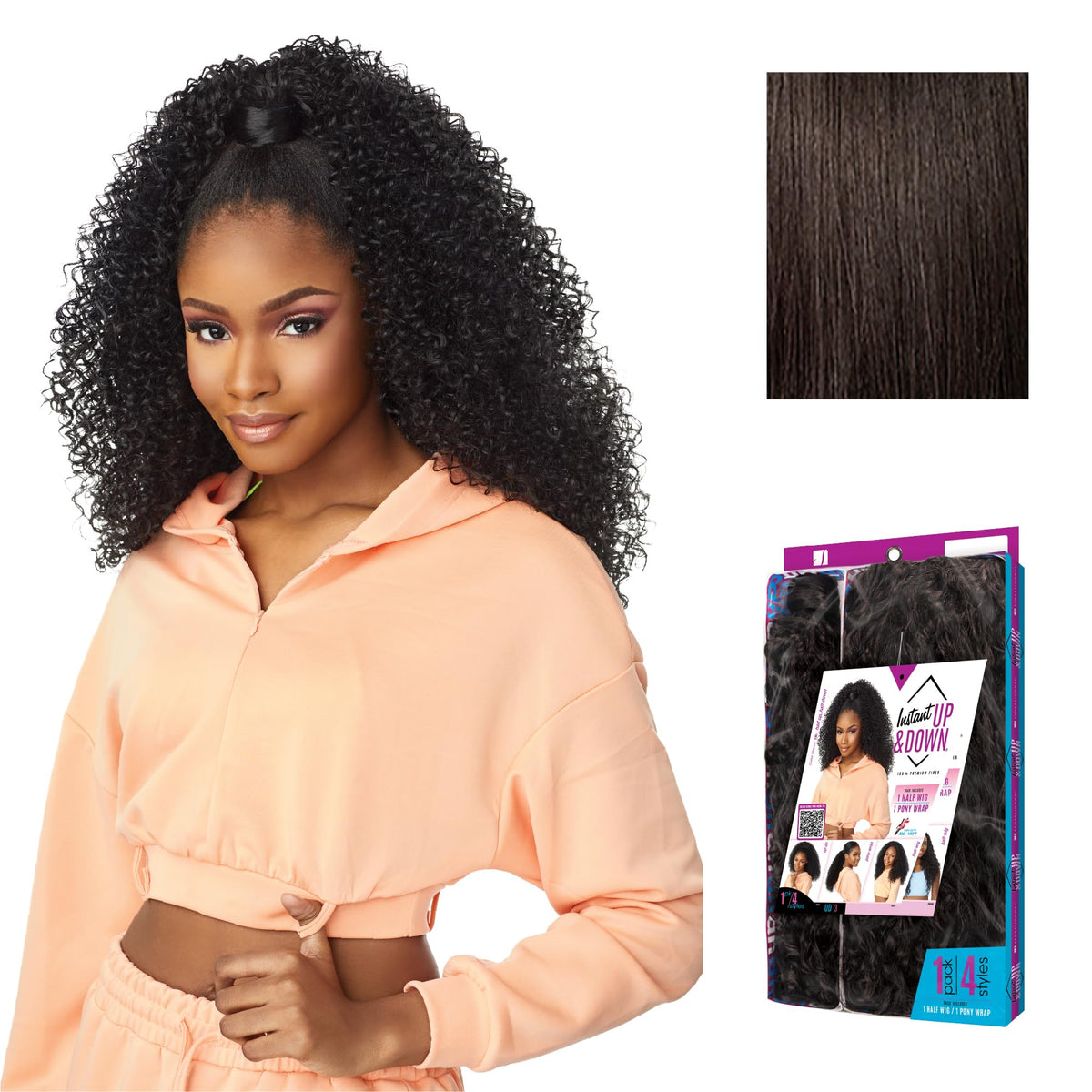 Sensationnel Instant Updown Halfwig Pony-Iud 3, 2 DARKBROWN