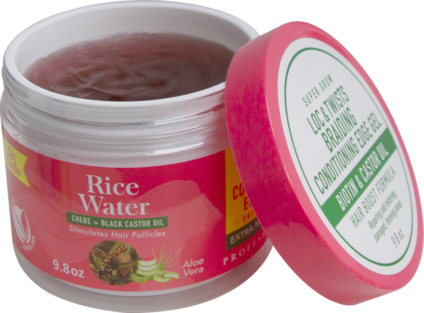 Dr Girls Locs & Twists Braiding Conditioning Edge Gel/Chebe and Black Castor Oil/ 9.8oz/ 48 Hours Hold Beauty & Personal Care Dr.Girls