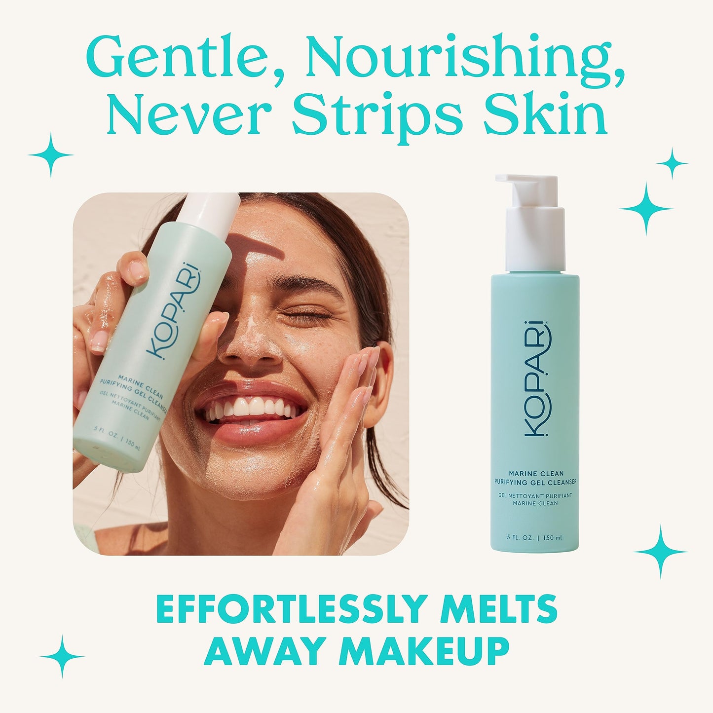 Kopari Marine Clean Purifying Gel Cleanser, Infused with Amino Acids & Vitamin B5, Dual-Action Gel-to-Foam Cleanser, Gentle and Nourishing, 5 oz | New Beauty & Personal Care Kopari
