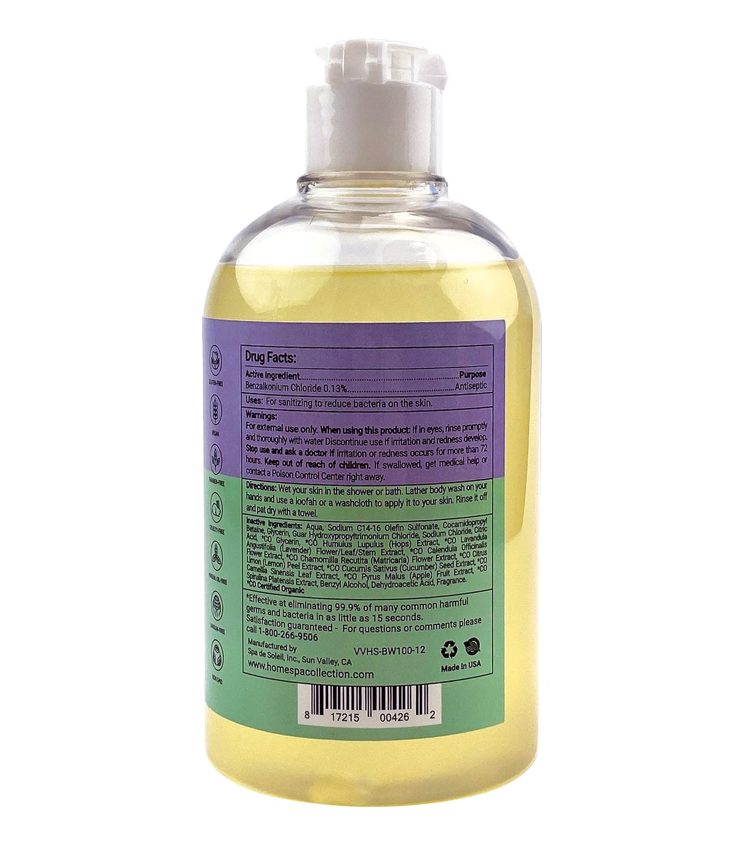 VITA VIE Body Wash, Lemon Scent, Antibacterial Soap for Hands and Forearms With Hazel, Willow Bark Extract, and Tea Tree Oil, Clean Nourishing Beauty & Personal Care VITA VIE
