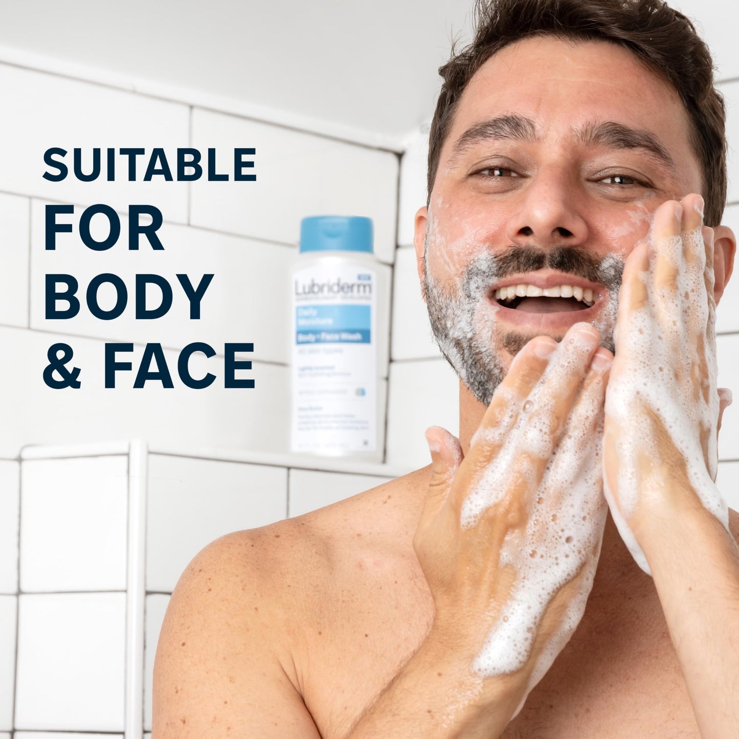 Lubriderm Daily Moisture Body + Face Wash, Hydrating Body Wash + Moisturizing Facial Cleanser with Pro-Ceramide & Shea Butter to Gently Cleanse, Light Beauty & Personal Care Lubriderm