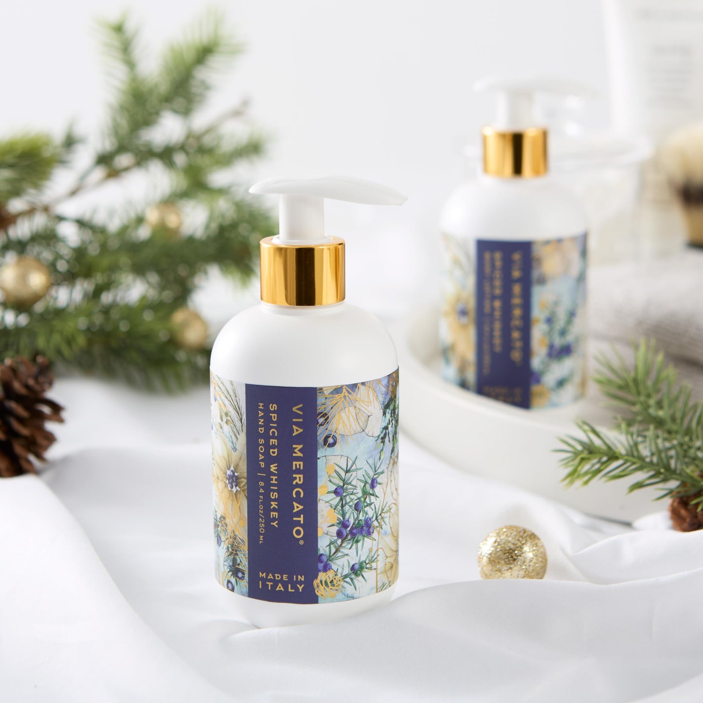 Via Mercato Natale 8.4 Fl Oz Italian Liquid Hand Soap, Subtle Fragrance, Spiced Whiskey Beauty & Personal Care Via Mercato