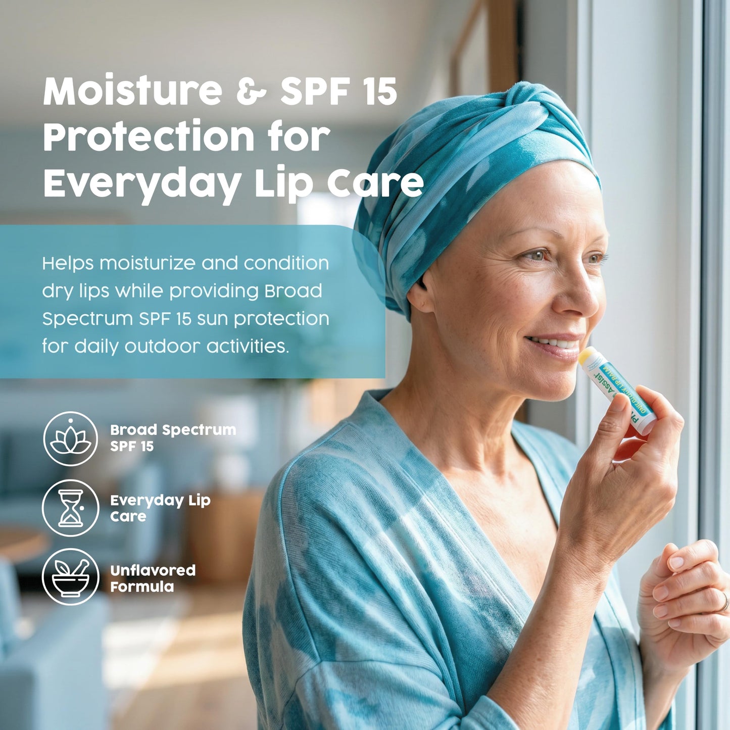 PhysAssist Oncology SPF 15 USDA Organic Lip Balm Unflavored 3 Pack - Hydrating & Protective Lip Care for Dry, Delicate & Sensitive Lips Beauty and Personal Care PhysAssist