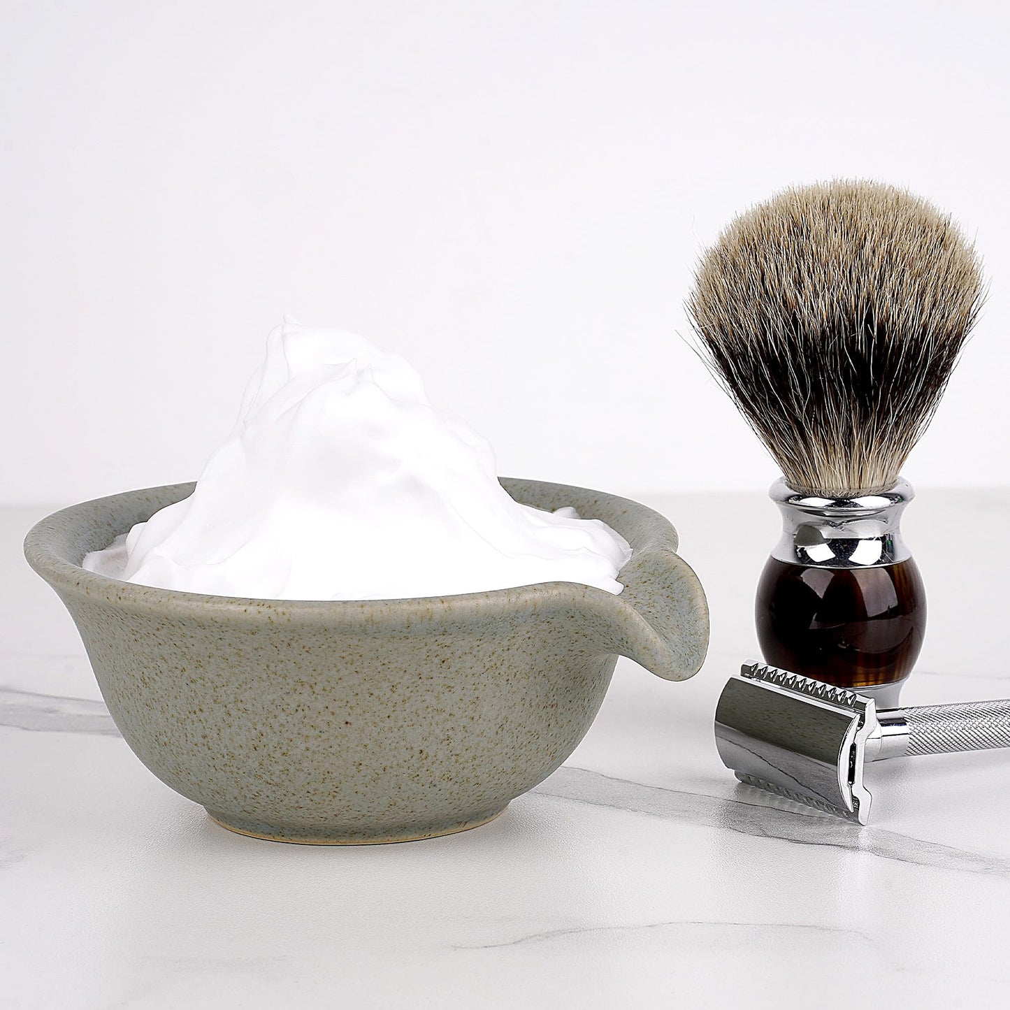 Linkidea Ceramic Shaving & Beard Grooming Bowl for Men, Wide Mouth Lathering Cup for Wet Razors, Traditional Shave Cream Cup (Grey) Beauty and Personal Care Linkidea
