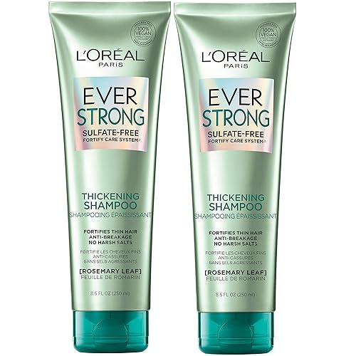 L'Oreal Paris EverStrong Thickening Sulfate Free Shampoo, Thickens + Strengthens, For Thin, Fragile Hair, with Rosemary Leaf, 2 Count (8.5 Fl; Oz Beauty & Personal Care L'Oreal Paris