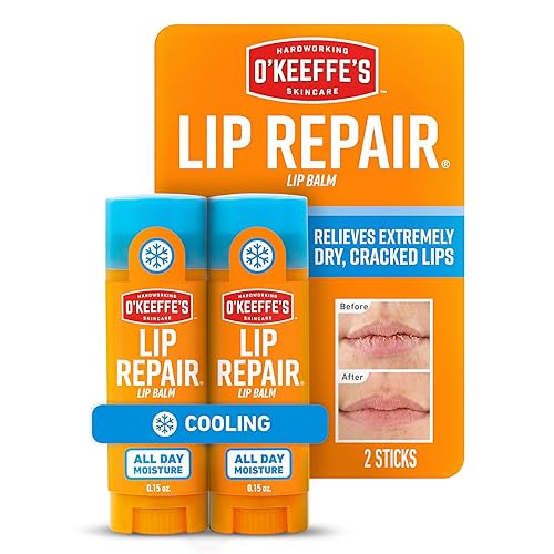 O'Keeffe's Lip Repair Lip Balm With Cooling Relief for Dry, Cracked Lips - Stick (2 Pack) - Moisturizer for Very Dry Lips Beauty & Personal Care O'Keeffe's