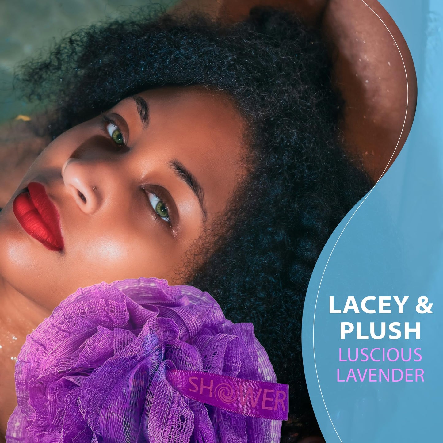 Loofah-Bath-Sponge Hot-Lacey-Mesh // 4-Steamy-Lace-Colors by Shower Bouquet / 2-Scrubs-in-1 Large Full 60g Pouf Body Luffa Loofa Loufa Puff Beauty & Personal Care Shower Bouquet