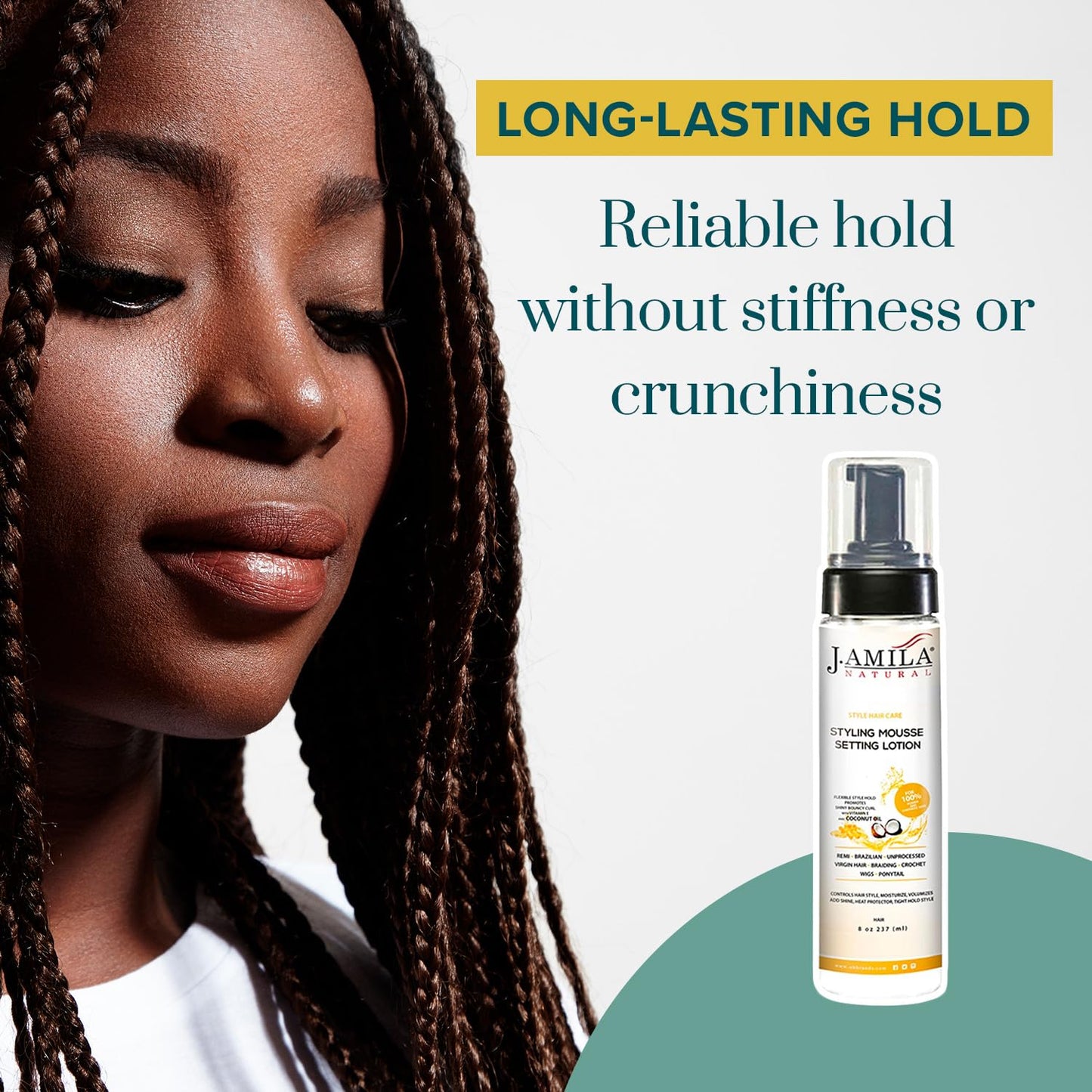 J. AMILA Styling Mousse for Curly & Wavy Hair - 8oz (237ml) Frizz Control & Long-Lasting Hold with Nourishing Coconut Oil - Defines Curls, Adds Volume Beauty & Personal Care J. AMILA