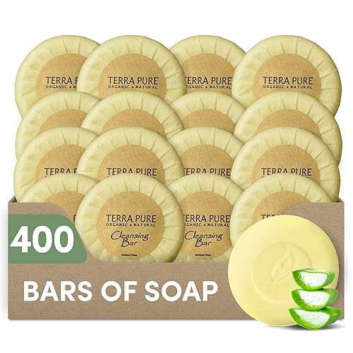 Terra Pure Travel Size Hotel Bar Soap 400 Count 0.6 oz Cleansing Bars Guest Amenities for Hotels Vacation Rentals and Short Term Rentals Paraben Free Beauty & Personal Care Terra Pure
