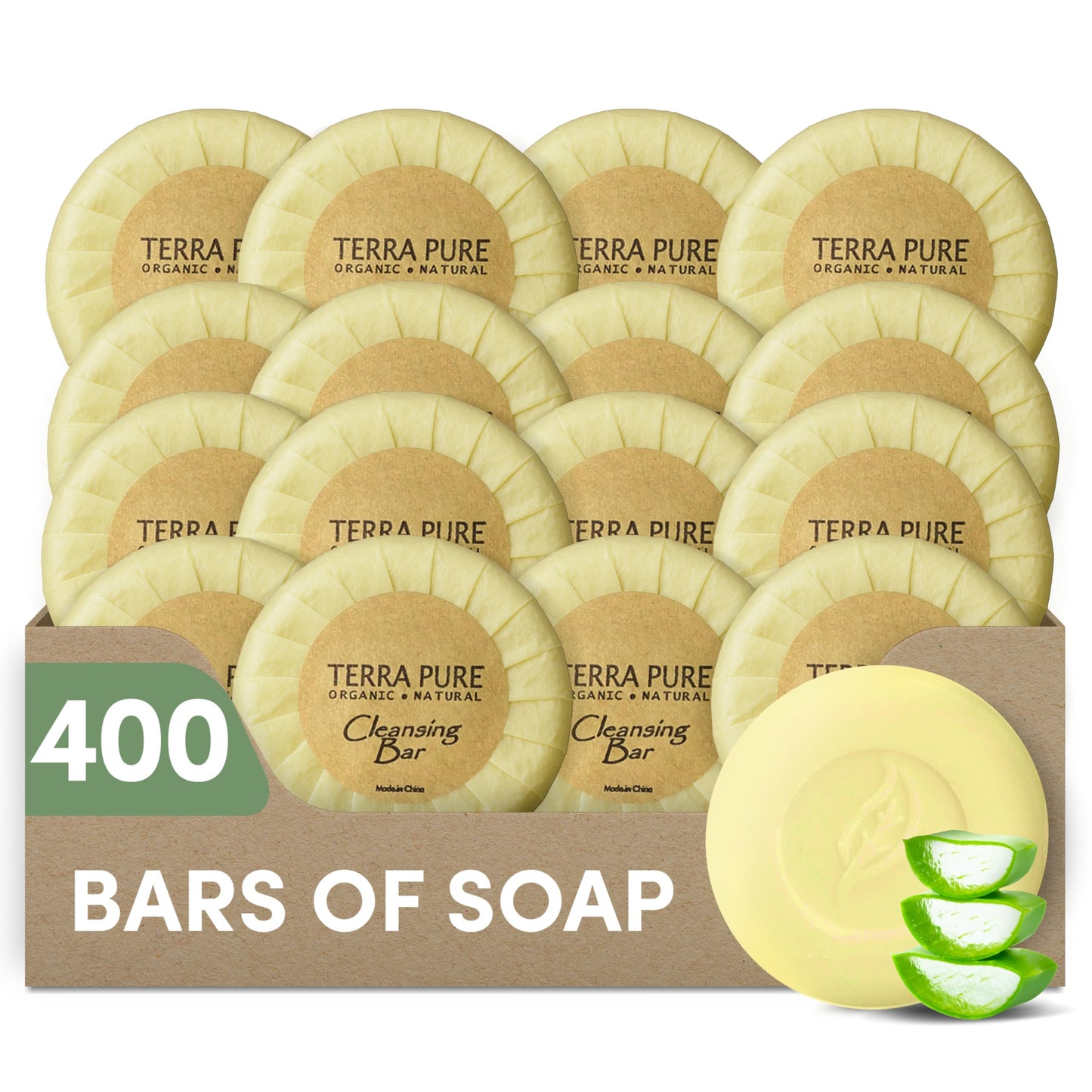 Terra Pure Travel Size Hotel Bar Soap 400 Count 0.6 oz Cleansing Bars Guest Amenities for Hotels Vacation Rentals and Short Term Rentals Paraben Free Beauty & Personal Care Terra Pure