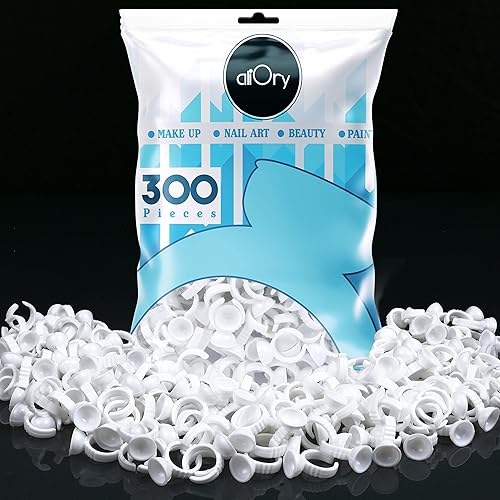 300PCS AliOry Glue Rings for Eyelash Extensions Disposable Rings for Lashes Lovely Shape Lash Fan Blossom Glue Cups Lash Extension Supplies Supplies Beauty & Personal Care Aliory